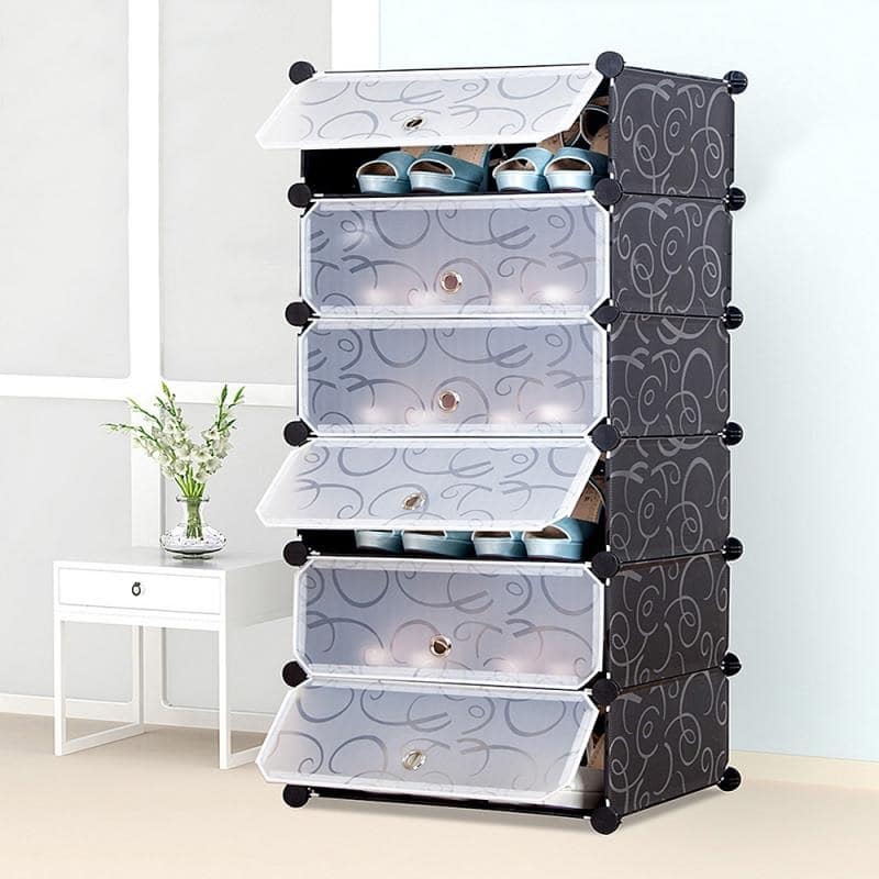 Multi-layer Plastic Foldable Shoes Storage Rack, Portable Rack For